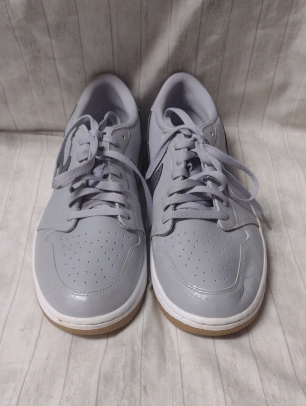 Nike Air Jordan 1 Low Men's Gray And White Golf Shoes (J1111)